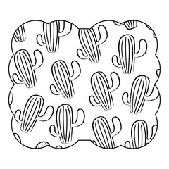 decorative frame with cactus plant pattern over white background, vector illustration