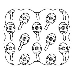 Fototapeta premium decorative frame with Mexican maracas pattern over white background, vector illustration