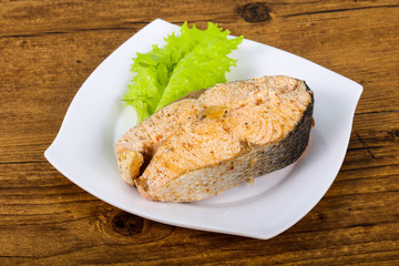 Steamed salmon