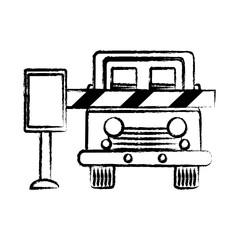 car and parking barrier over white background, vector illustration