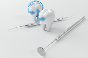 3d rendering tooth with dentist pick. Dental, medicine and health concept. Oral dental hygiene, Oral Care