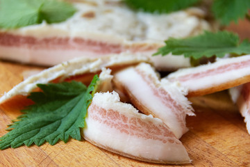 pork lard cut into pieces