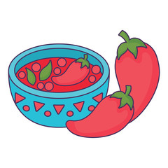 mexican spicy sauce bowl over white background, vector illustration