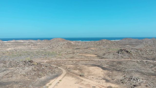 Aerial Drone flying on wonderful island of lobos - Fuerteventura