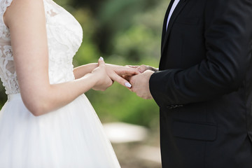 Bride and Groom wedding ring exchange