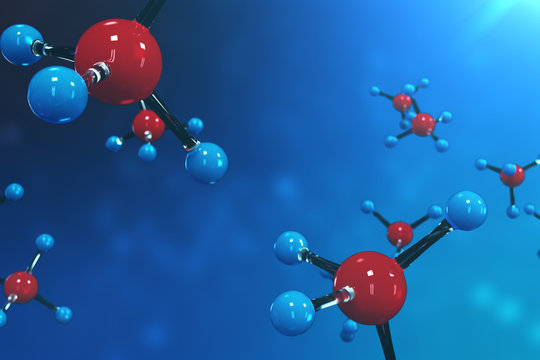 3D rendering molecules. Atoms bacgkround. Medical background for banner or flyer. Molecular structure at the atomic level.