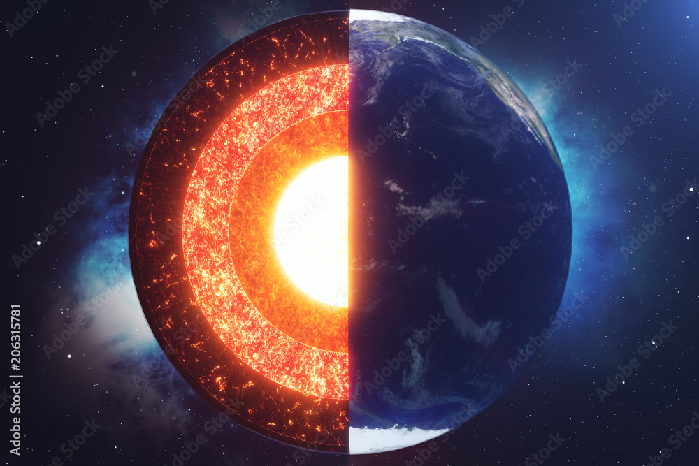 Wall mural structure core earth. structure layers of the earth. the structure of the earth's crust. earth cross