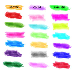 colorful vector highlights, painted watercolor strokes set
