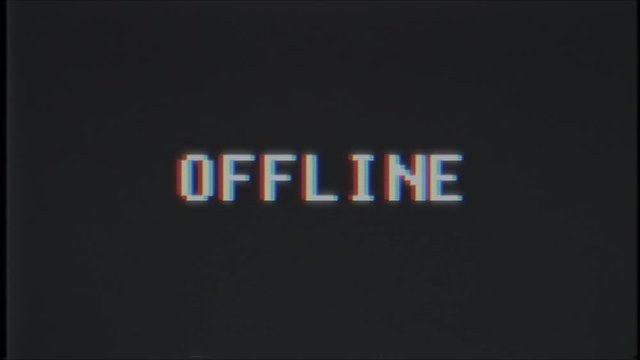 retro videogame OFFLINE word text computer tv glitch interference noise screen animation seamless loop New quality universal vintage motion dynamic animated background colorful joyful video m