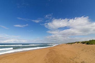  Blue Cloudy Sky and Distant city Coastal Skyline Landscape