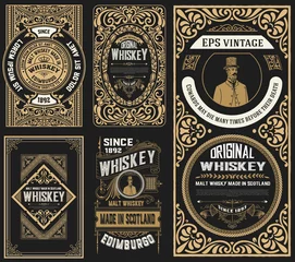 Fotobehang Set of 5 old labels. Western style © Roverto