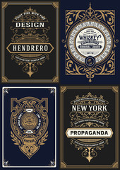 4 old labels with floral ornaments