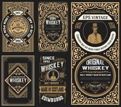 Set of 5 old labels. Western style