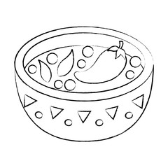 mexican spicy sauce bowl over white background, vector illustration