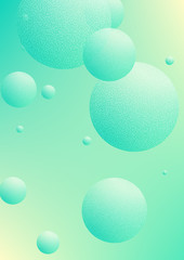 Minimal shapes cover with holographic fluid and halftone dots texture. Gradient shapes on vibrant background. Modern template for placard, presentation, banner. Minimal shapes cover in neon colors.