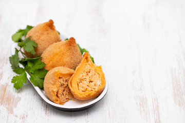 Brazilian snack. Coxinha de Frango.