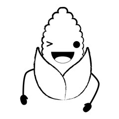 Kawaii corn wiking an eye over white background, vector illustration