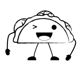 Kawaii taco wiking an eye over white background, vector illustration