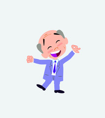 Old businessman exulting in happiness