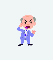 Old businessman screams angry in aggressive attitude.