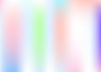 Holographic abstract background. Rainbow holographic backdrop with gradient mesh. 90s, 80s retro style. Iridescent graphic template for book, annual, mobile interface, web app.