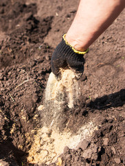 hand pours sand