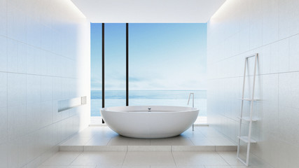 Beach bathroom - Luxury and modern hotel / 3D render interior