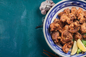 Crispy chicken karaage with lettuce