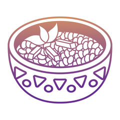 black beans soup over white background, vector illustration