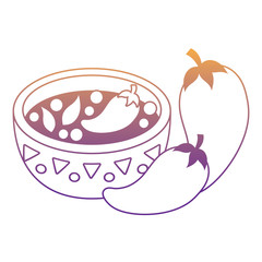 mexican spicy sauce bowl over white background, vector illustration