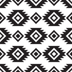 Seamless tribal black and white pattern