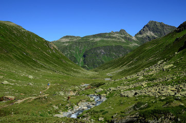 Fototapeta na wymiar Bieltal im Silvrettagebiet, Montafon, Oesterreich