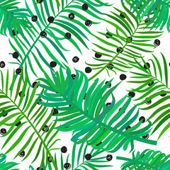 seamless pattern with  palm leaves