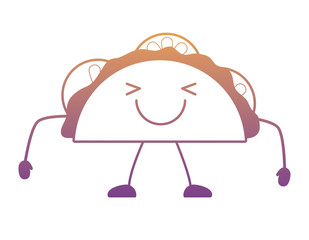 Kawaii happy taco icon over white background, colorful design. vector illustration