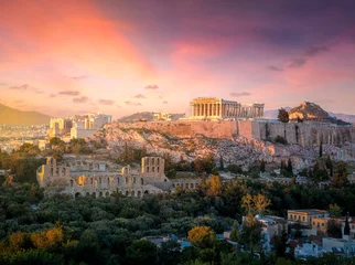 Cercles muraux Athènes Akropolis von Athen bei Sonnenuntergang