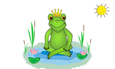 Rana con corona en charco.