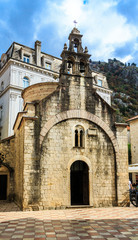 Fototapeta na wymiar Old Stone Church in Kotor with Bells
