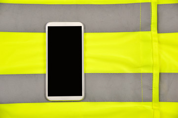 phone with yellow shirt on emergency call concept