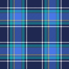 Tartan seamless plaid pattern in blue, green, yellow and white color