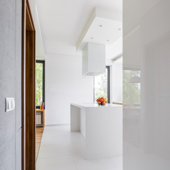 Modern, white kitchen