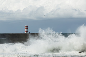 Fototapeta na wymiar the Atlantic coastline and lighthouse of Porto