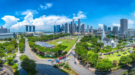 Singapore city skyline of business district downtown in daytime.