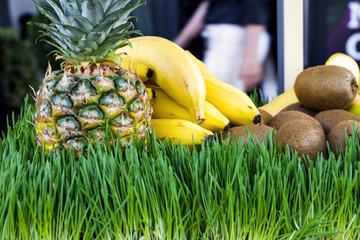 exotic fruits on the grass