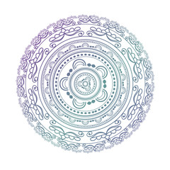 Mandala. Circle pattern in light pink, violet and blue colors.