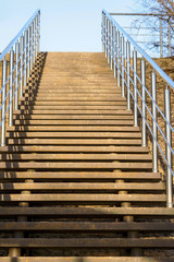 Stairs leading to the Park, bottom view. Background. Sharpness in the middle field