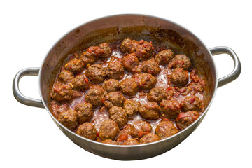 Meatballs with tomato sauce in a pan