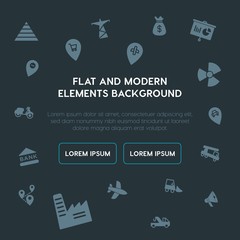 business, transports, industry, location fill vector icons and elements background concept on dark background.Multipurpose use on websites, presentations, brochures and more