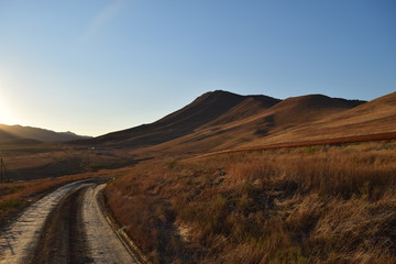 Tarki Tau mountain at sunset