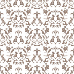 Beige and white damask seamless pattern
