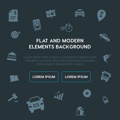 business, transports, industry, location fill vector icons and elements background concept on dark background.Multipurpose use on websites, presentations, brochures and more